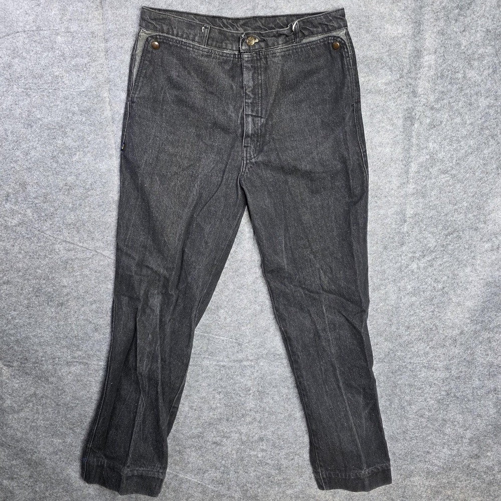 Donzelli Jeans Denim Snap Pockets Triangle Patch Logo Tab Mens 30 Black Rare VTG